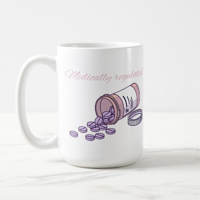 Caneca De Café Medically Regulated Cute Pink Pill Bottle Girly (Esquerda)