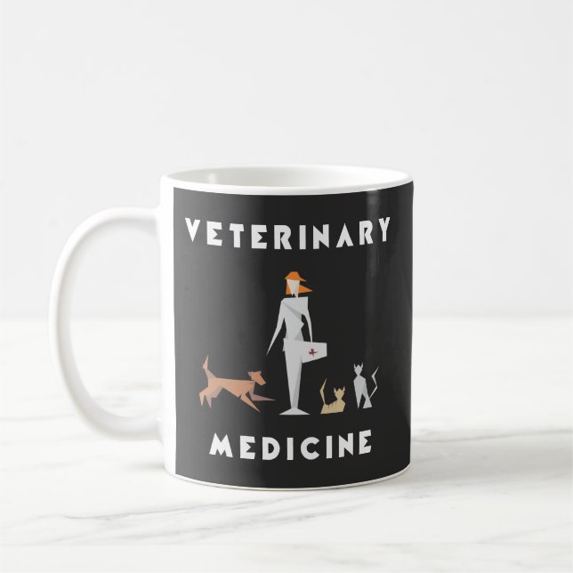 Caneca De Café Medicina Veterinária Mulher Geométrica (Esquerda)