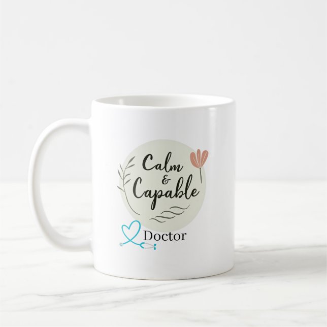 Caneca De Café Médico Calmo e Capaz Apreciação Personalizada  (Esquerda)