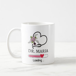 Caneca De Café Médico Carregando Estetoscópio de Coração Nome Per
