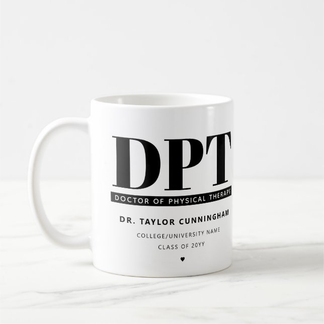 Caneca De Café Médico de DPT Moderno Personalizado em Terapia Fís (Esquerda)