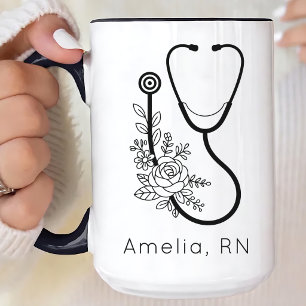 Caneca De Café Médico Enfermeira Trabalhador Personalizado de S