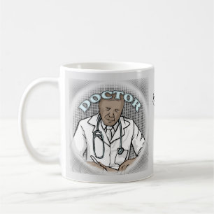 Caneca De Café Médico Masculino Preto Retro