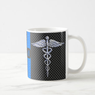Caneca De Café Médico Médico MD Fibras de Carbono Caduceus