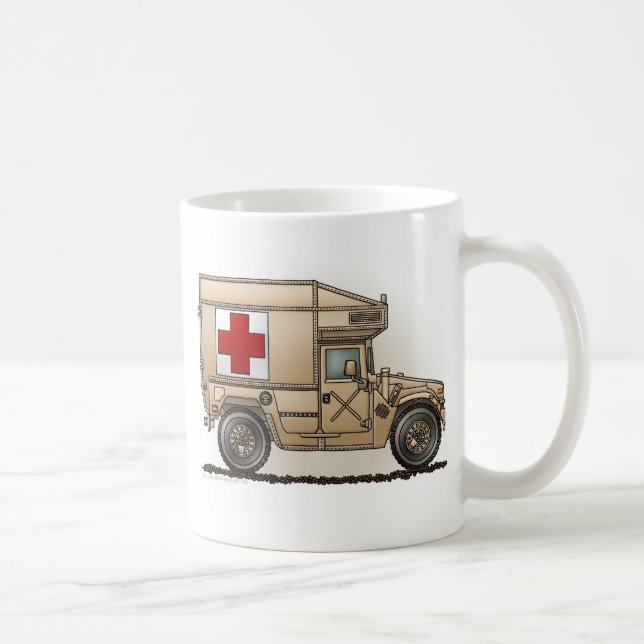 Caneca De Café Médico militar de Hummer da ambulância (Direita)