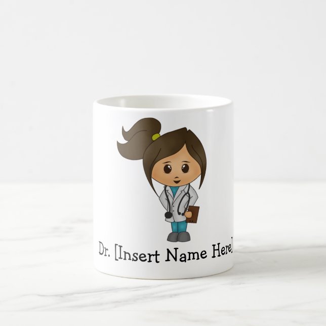 Caneca De Café Médico Personalizado, Brunette Female (Centro)