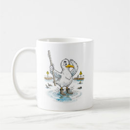 Caneca De Café Medidor de Enchente do Pássaro Cômico
