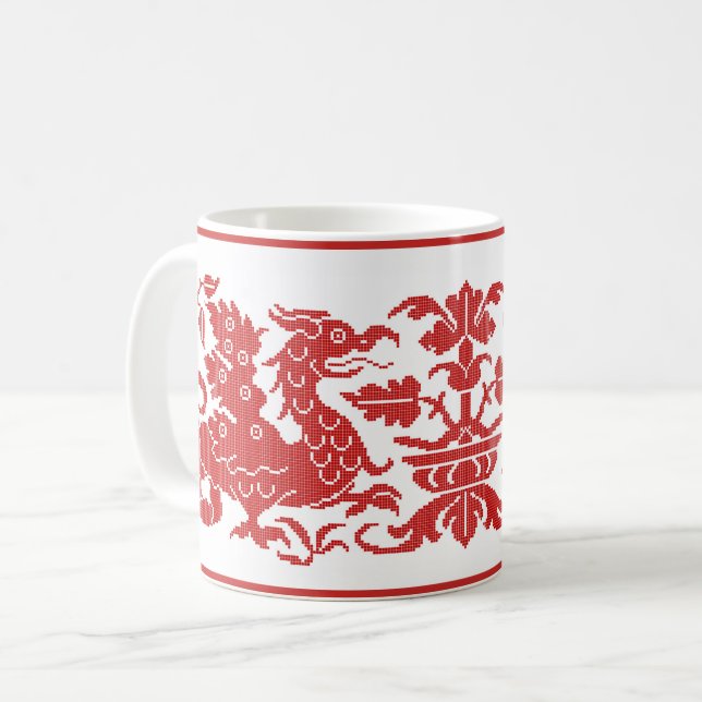 Caneca De Café Medieval/Renascença Wyverns Coffee Mug (Frente Esquerda)