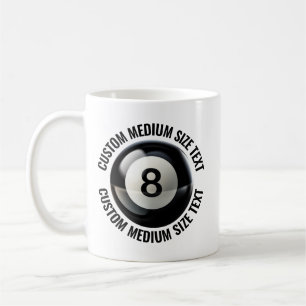 Caneca De Café Médio Bola 8 de Sorte Personalizada de Textos em C