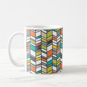 Caneca De Café Médio Século Moderno Herringbone Coffee Mug