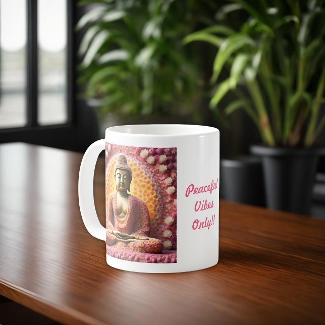 Caneca De Café Meditação Buda Flor Rosa-Flor (Criador carregado)