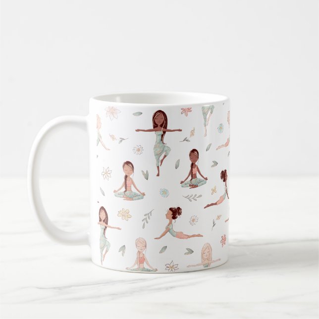 Caneca De Café Meditação das garotas bonitas Zen Yoga Namaste esp (Esquerda)