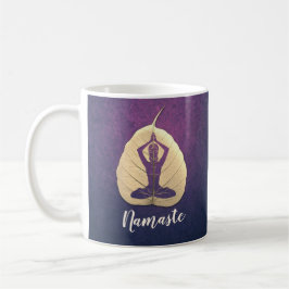 Caneca De Café Meditação de Instrutor YOGA Pose Bodhi Leaf Cortar