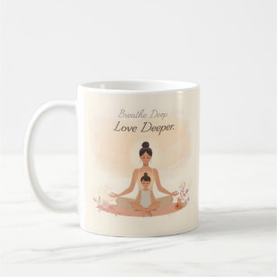 Caneca De Café Meditação de Mãe e Filho Arte Serenidade