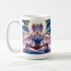 Caneca De Café Meditação de Menina de Animação de Namaste