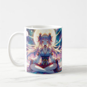 Caneca De Café Meditação de Menina de Animação de Namaste