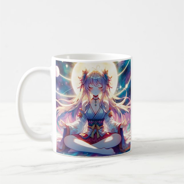 Caneca De Café Meditação de Menina de Animação de Namaste (Esquerda)