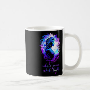 Caneca De Café Meditação Esotérico Aquarela Inspire Paz Exalar