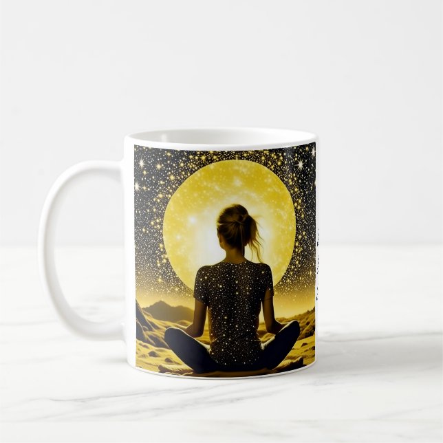 Caneca De Café Meditação feminina Om Shanti Shanti Shanti Shanti (Esquerda)