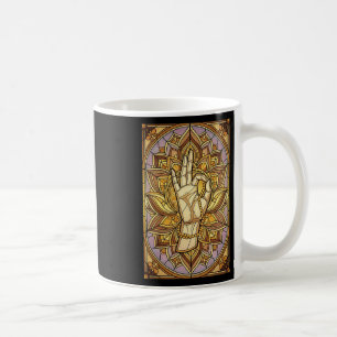 Caneca De Café Meditação Mão Lótus Manchado Gl Espiritual Zen Iog