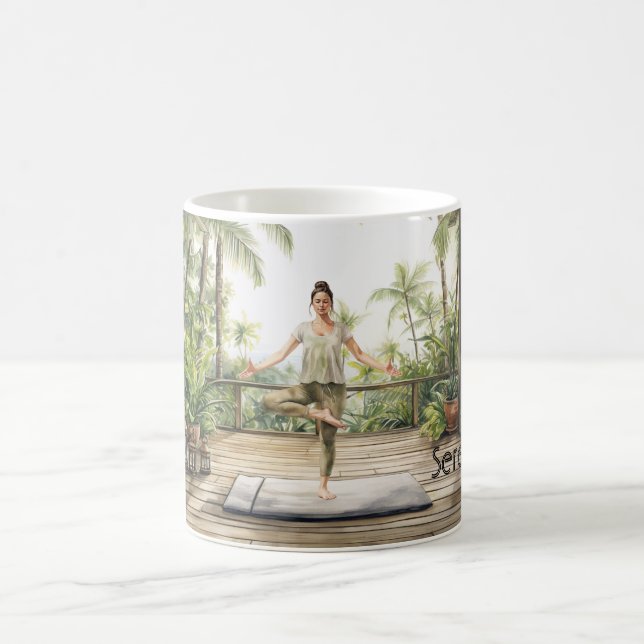 Caneca De Café Meditação Pose de Yoga Serenidade  (Centro)