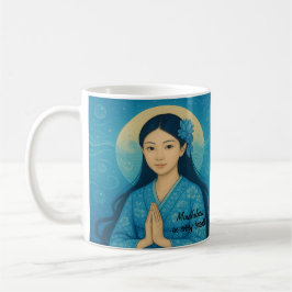 Caneca De Café Meditação Zen Personalizada Imagem Ioga Azul