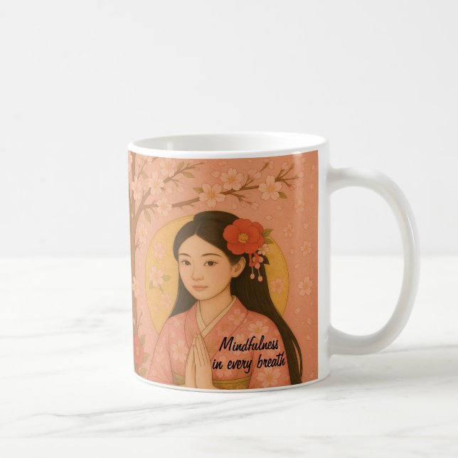 Caneca De Café Meditação Zen Personalizada Mindtness Yoga Rosa (Direita)