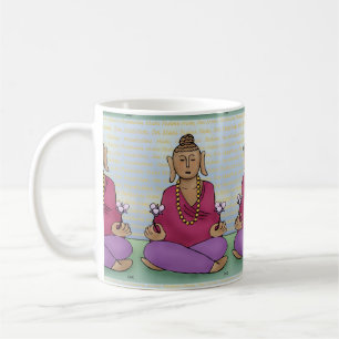 Caneca De Café Meditando Buda com Flores em uma Mug