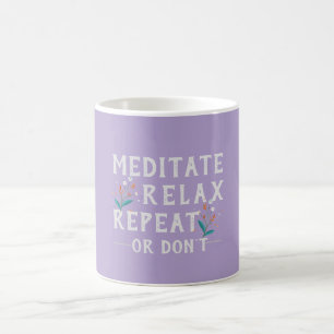 Caneca De Café Meditar Relaxe Repetir Lavanda Motivacional