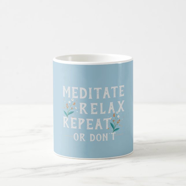 Caneca De Café Meditar Relaxe Repetir Mug Motivacional - Azul Cla (Centro)
