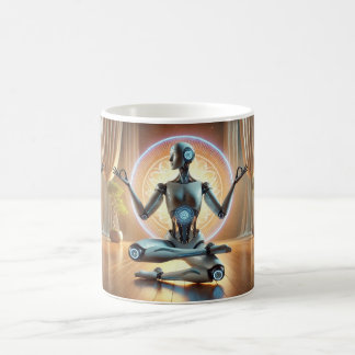 Caneca De Café Meditating AI Robot Mug – Zen Cybernetic