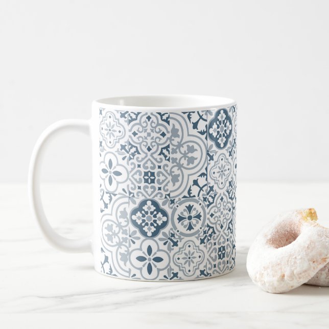 Caneca De Café Mediterranean Moroccan Tile pattern (Com Donut)