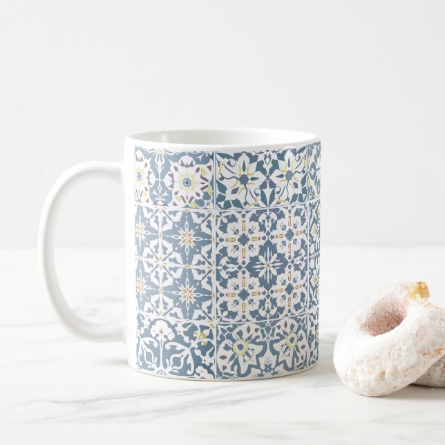 Caneca De Café Mediterranean Tiles, Moroccan, Majolica, Azulejo (Com Donut)