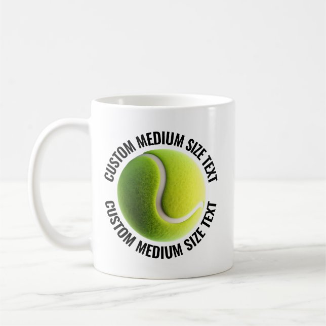 Caneca De Café Medium Personalized Text Tennis Ball  11oz. Custom (Esquerda)