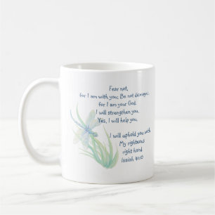 Caneca De Café Medo Não, Isaiah Scripture Dragonfly Azul, Verde