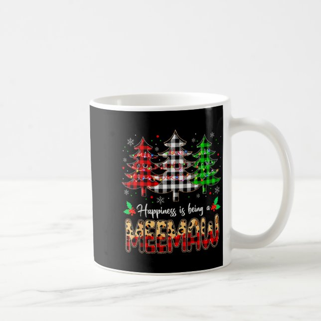 Caneca De Café Meemaw Christmas Tree Xmas Buffalo Plaid Red White (Direita)