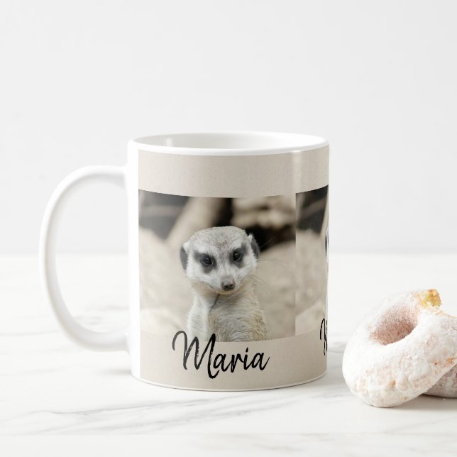 Caneca De Café Meerkat Beige Black Mug (Com Donut)