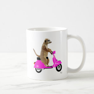 Caneca De Café Meerkat em Moped Rosa