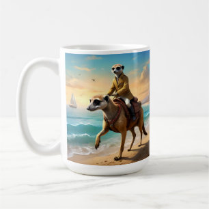 Caneca De Café Meerkat Jockey Em Um Cavalo Meerkat,