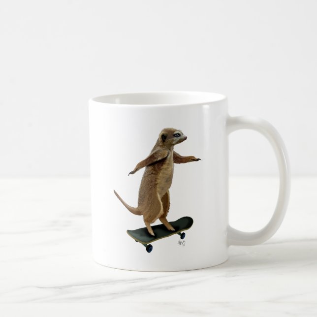 Caneca De Café Meerkat No Skateboard 2 (Direita)