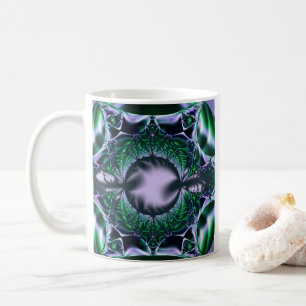 Caneca De Café Meg Arte Fractal Verde e Azul