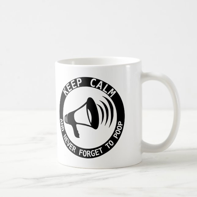Caneca De Café Megafone: Fique Calmo E Nunca Esqueça (Direita)