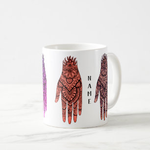 Caneca De Café Mehndi Hand Tattoo Art Design Personalizado