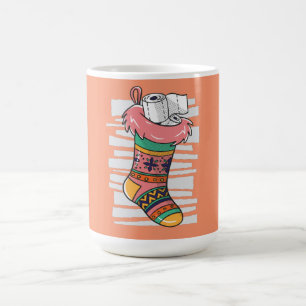 Caneca De Café Meia de Natal com Presente de Papel Higiênico