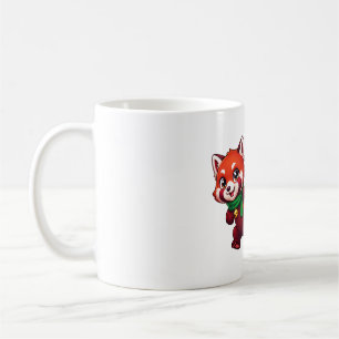 Caneca De Café Meia de Natal de Panda Vermelho