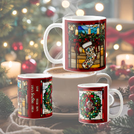Caneca De Café Meia de Natal Vidro Pintado Falso