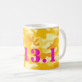Caneca De Café Meia maratona cor-de-rosa amarelo 13.1 é divertida
