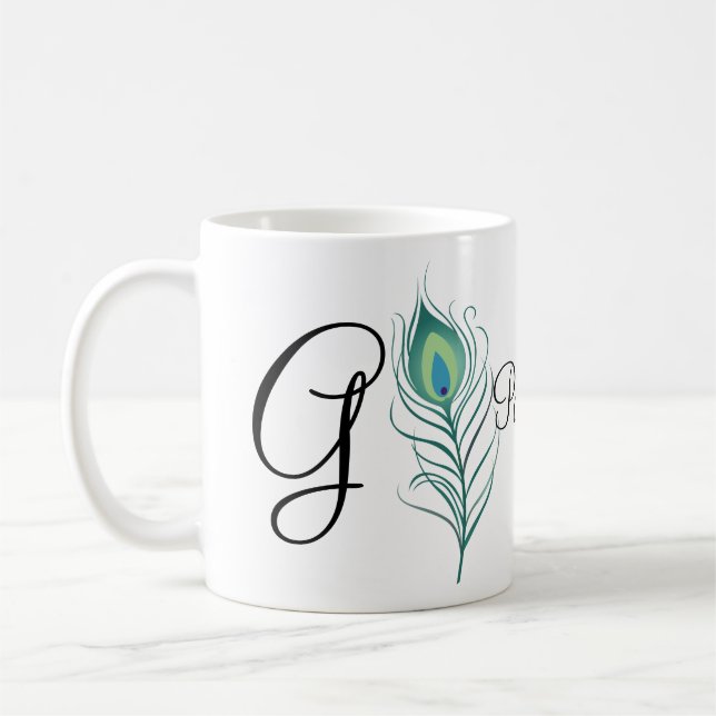 Caneca De Café Meia-Pavão Elegante (Esquerda)