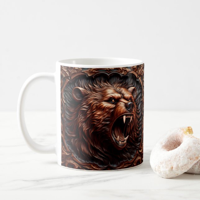 Caneca De Café Meia-Pena Arrefecida 3D - Vista Cinzenta Impressa (Com Donut)
