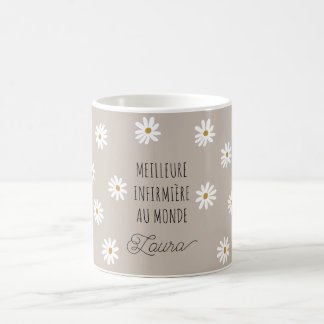 Caneca De Café Meilleure infirmière au monde marguerites prénom